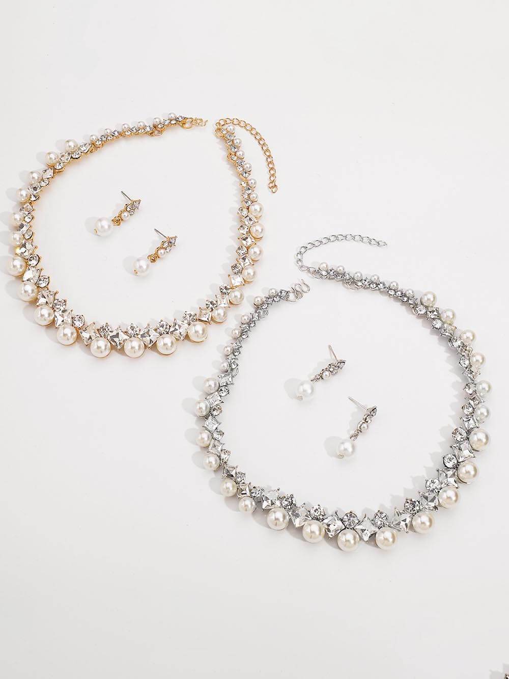 2pcs/set Elegant Imitation Pearl  Necklace Earrings And Bracelet Set