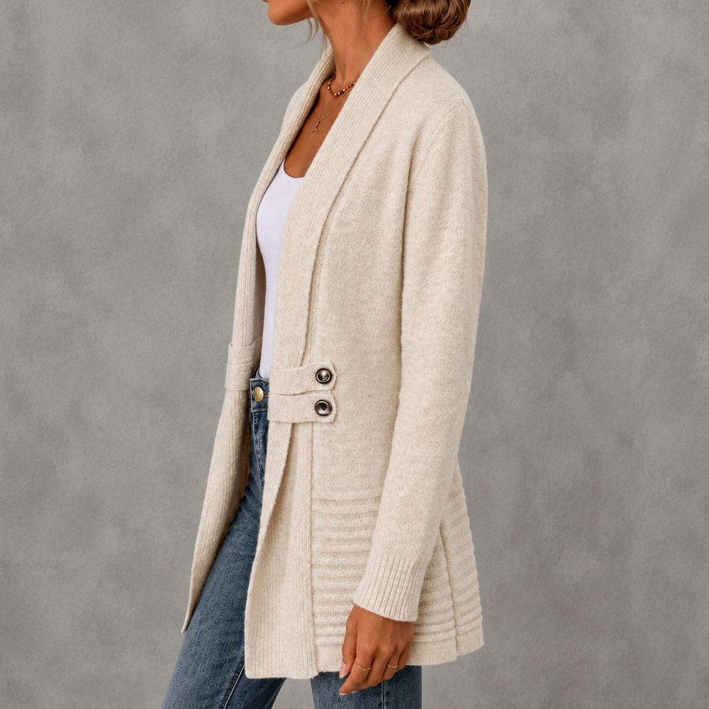 Retro Double-breasted Decorative Mid-length Cardigan
