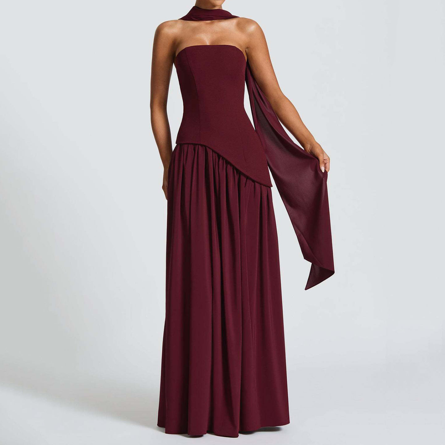 Sexy Backless High Slit Tube Top Solid Color Dress