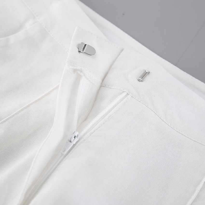 Vacation Old Money Sleeveless Top  And Wide-leg Trousers White Cotton Set