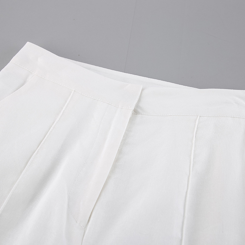 Vacation Old Money Sleeveless Top  And Wide-leg Trousers White Cotton Set
