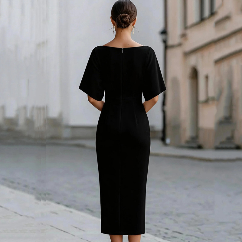 Elegant Waist Slimming Midi Dress