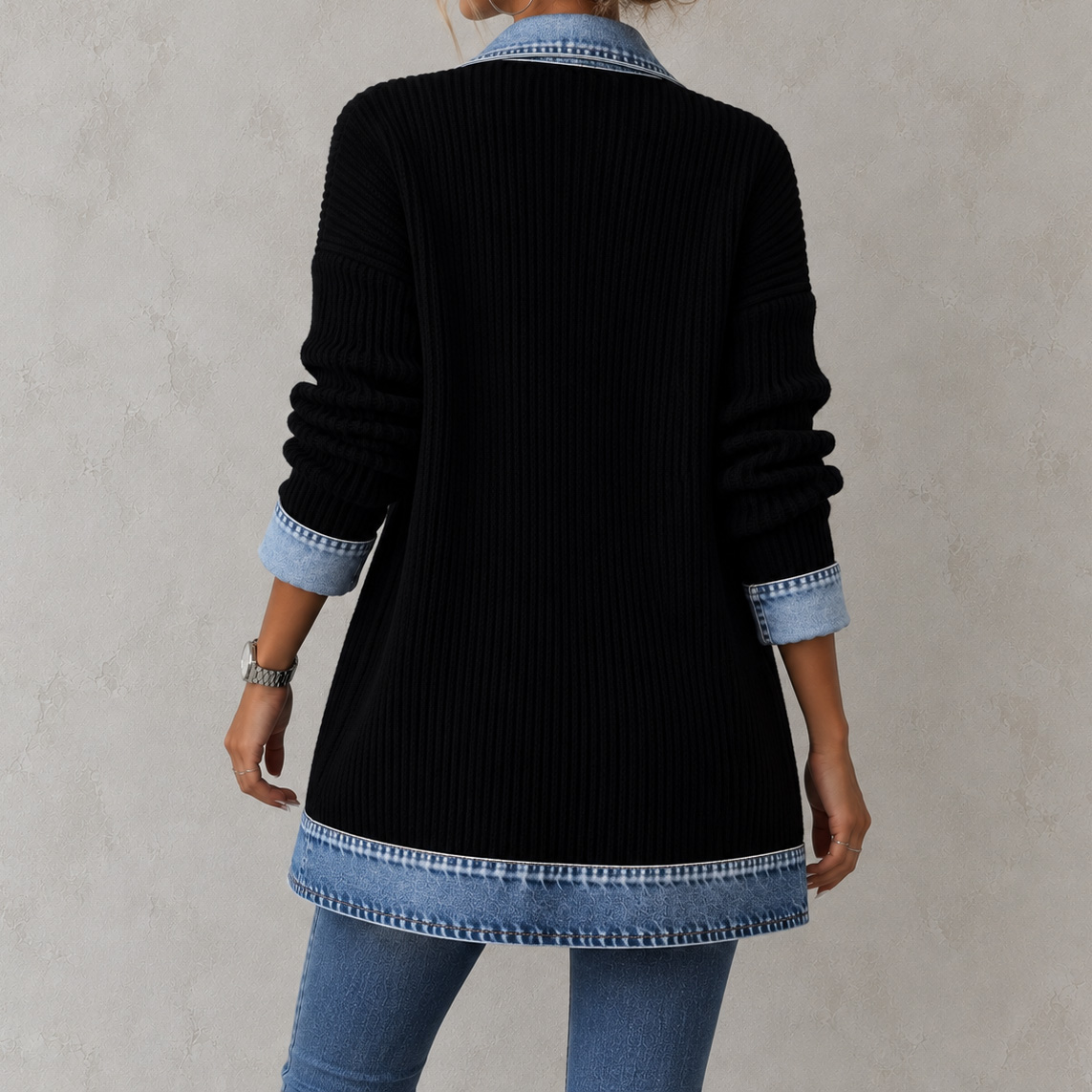 Elegant Long-sleeved Patchwork Jacket