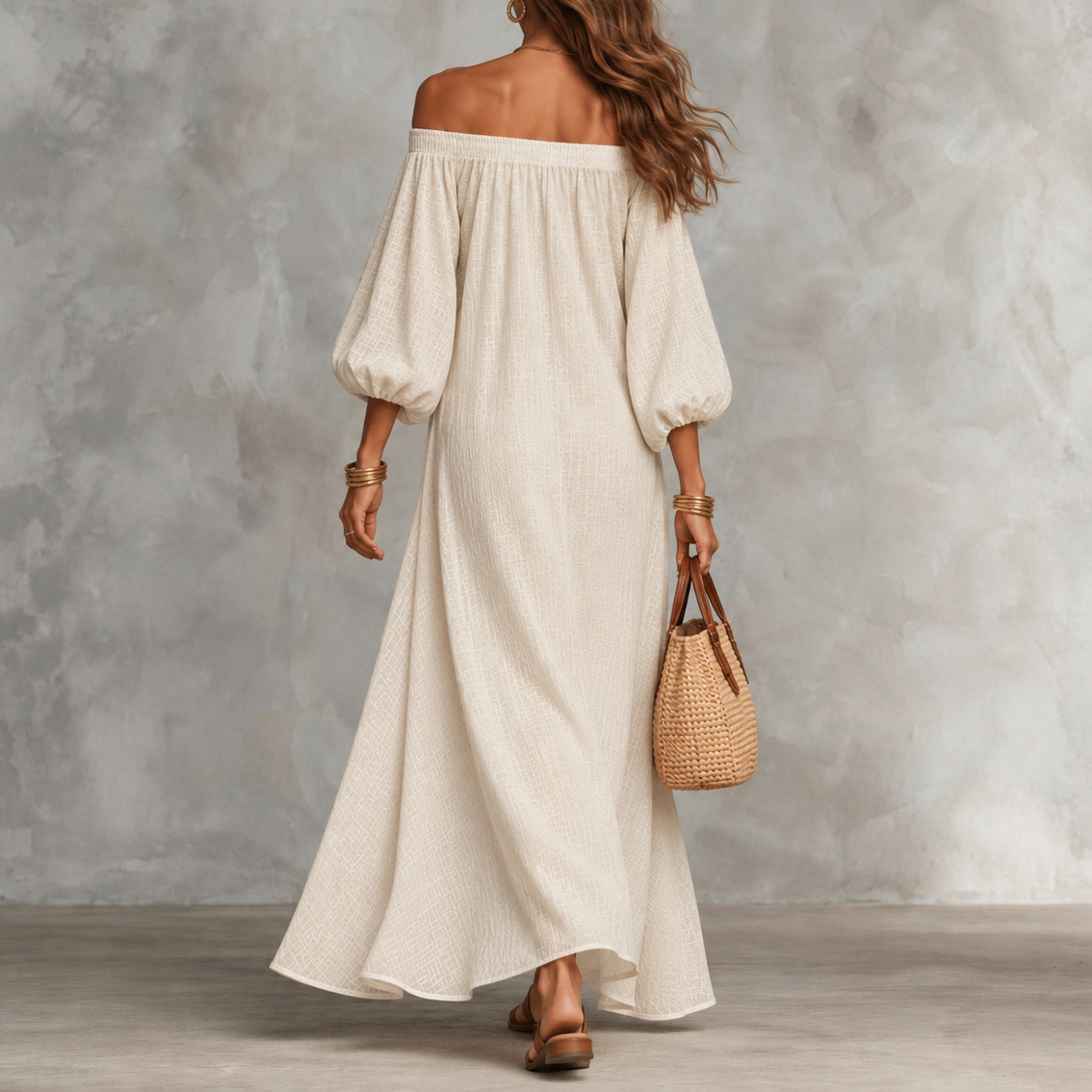 Elegant Floral Off-shoulder Maxi Dress
