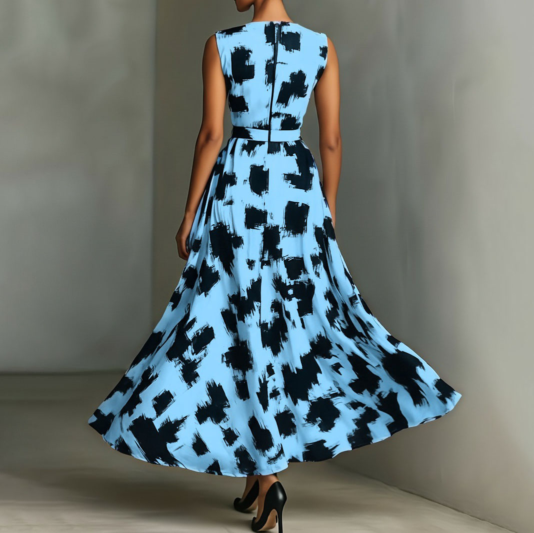 Women's Elegant Abstract Art Print Dress