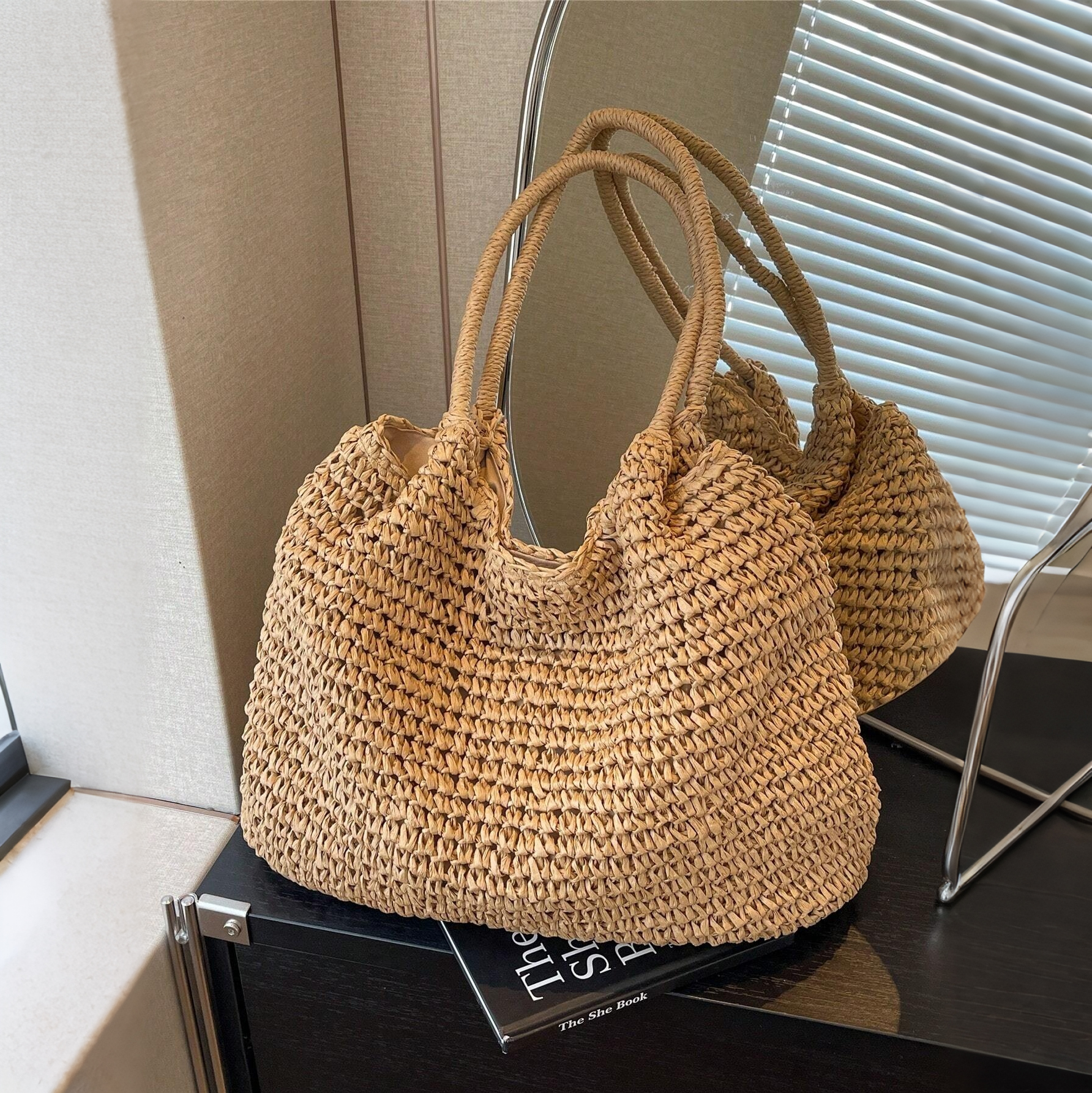Vacation Large Capacity Shoulder Bag Handbag Beach Straw Bag