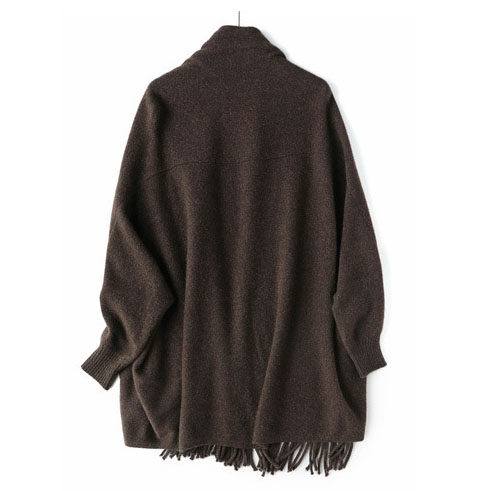 Elegance Yak And Cashmere Blend Batwing-sleeve Knitted Cardigan Shawl With Tassels