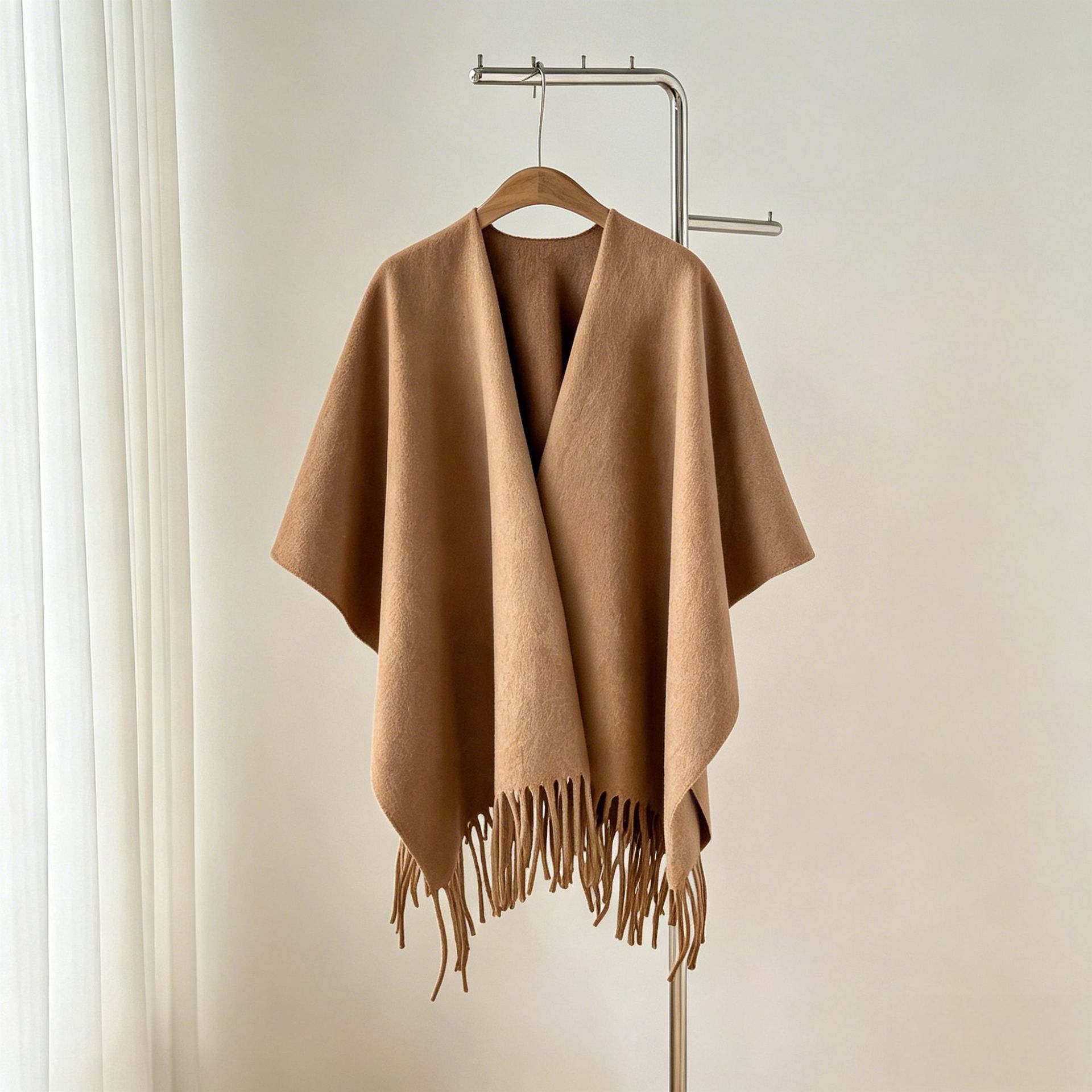 Solid Color Tassel Shawl