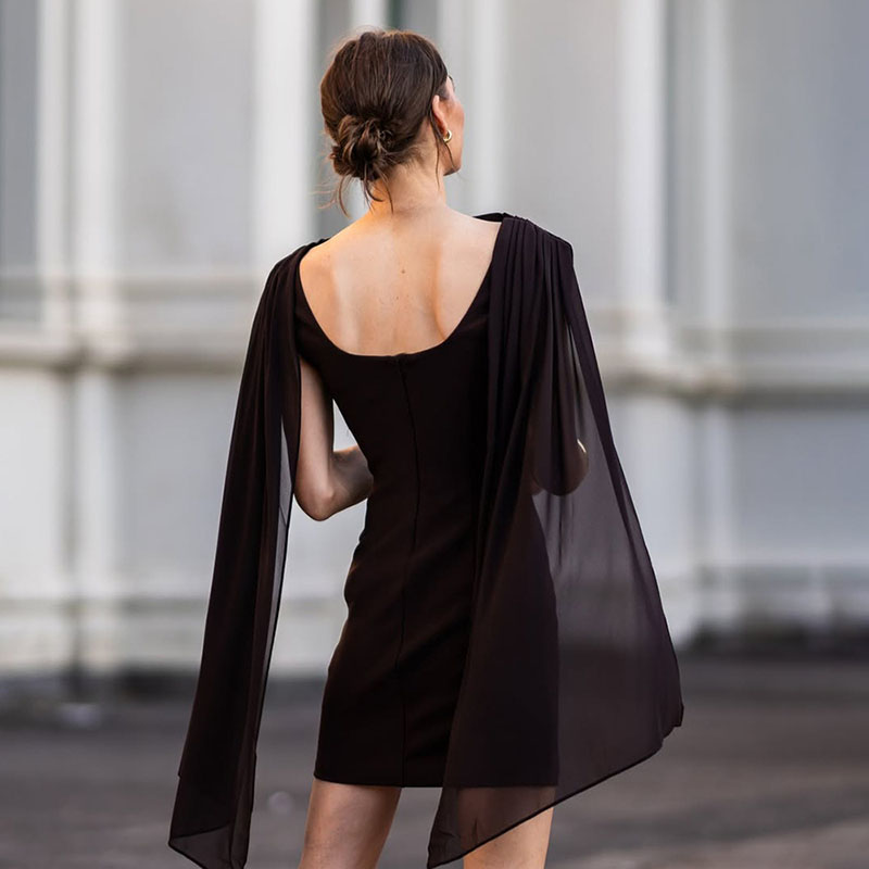 Solid Color Ribbon Sexy Slim Backless Short Dress