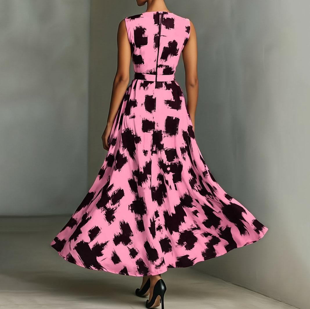 Women's Elegant Abstract Art Print Dress