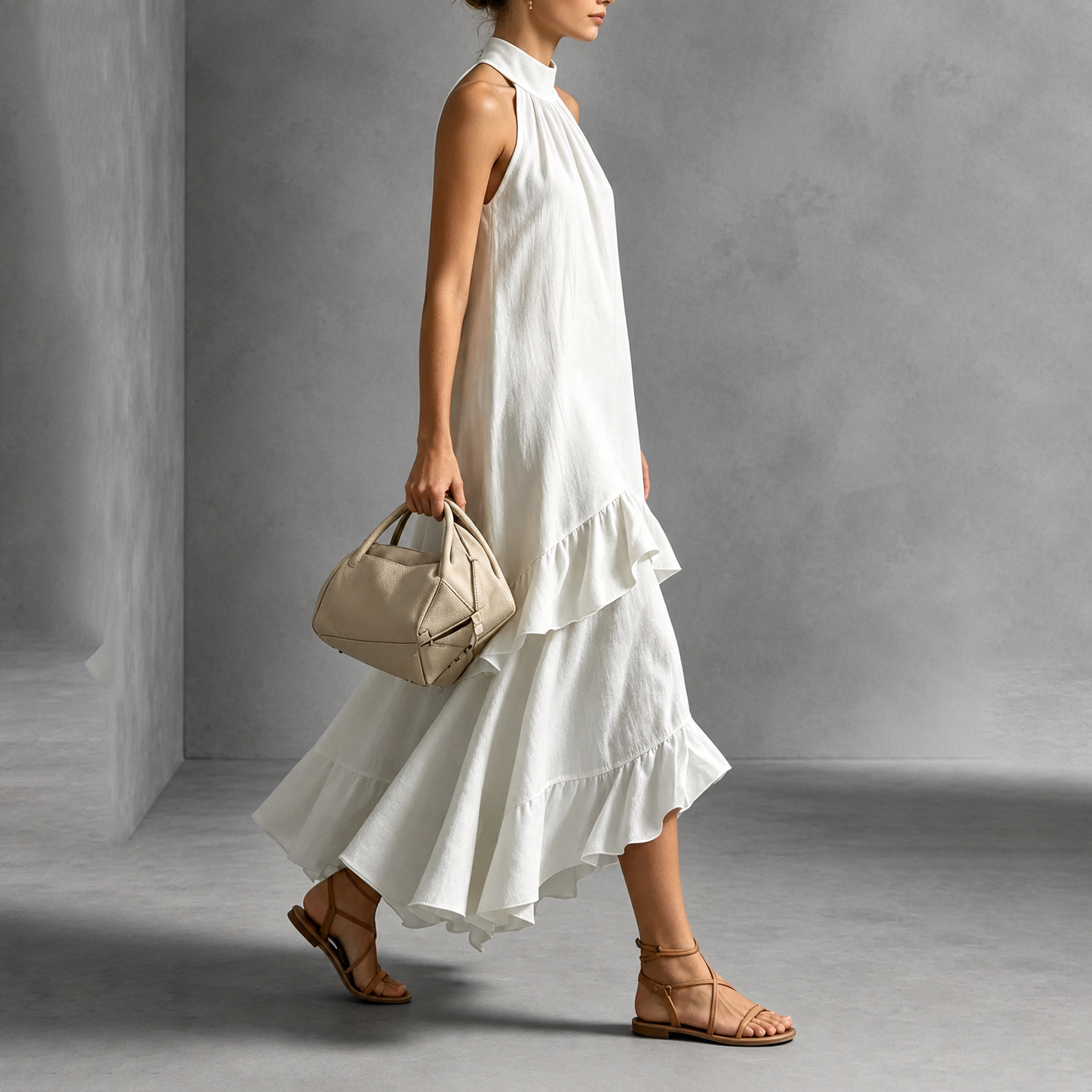 Elegant Sleeveless Ruffles Maxi Dress