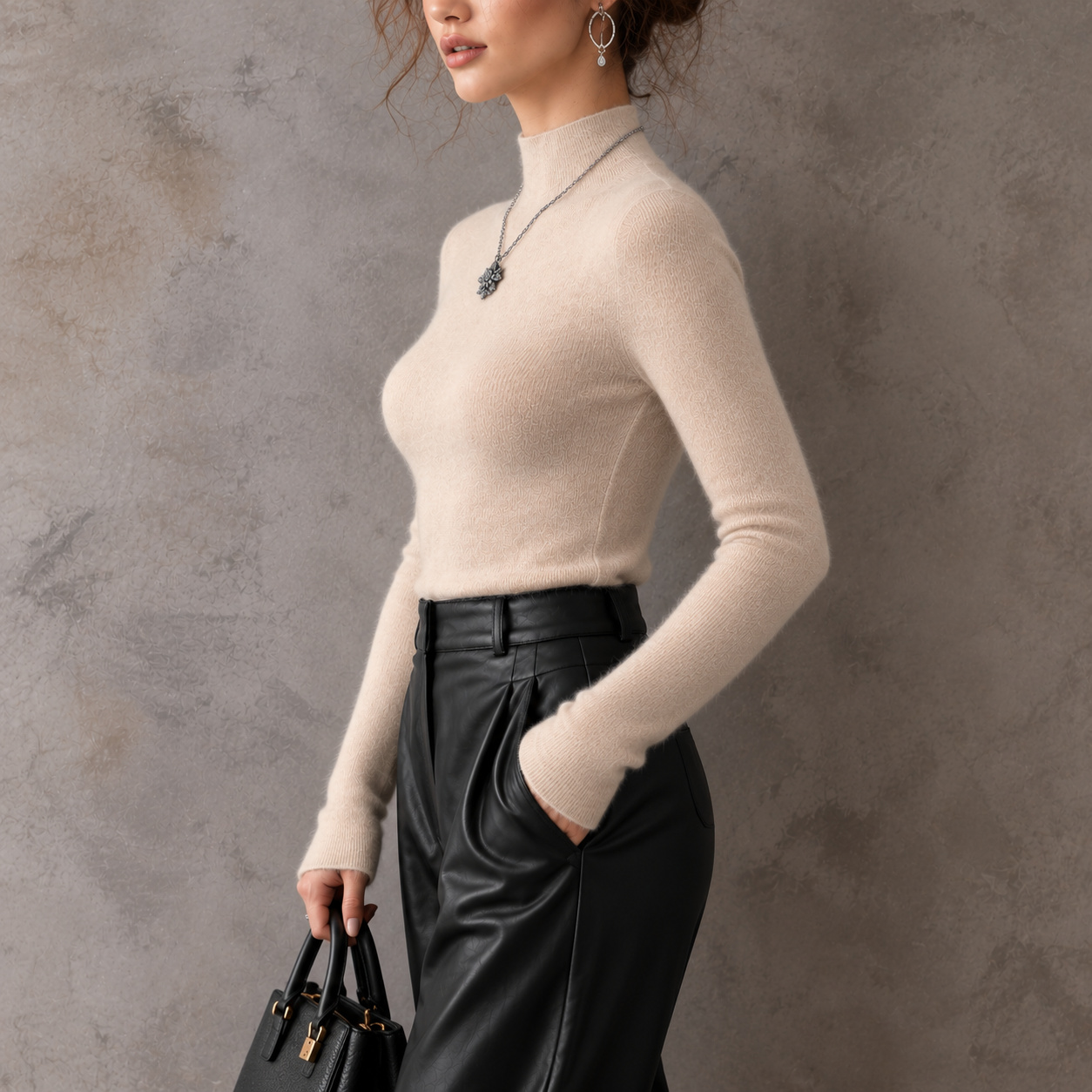 Elegance Long-seeved Cashmere Knit Top