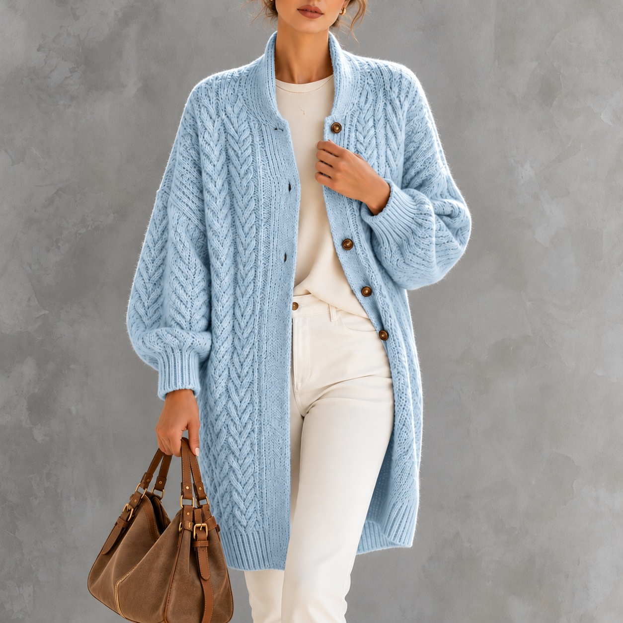 Elegant Mid-length Knit Cardigan