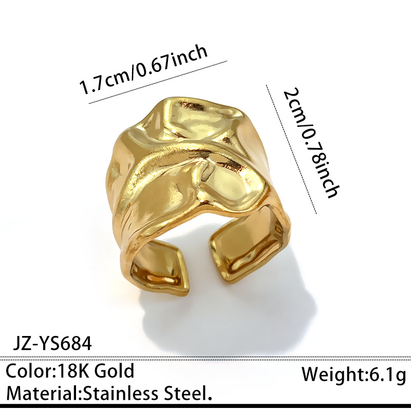 Elegant Stainless Steel Gold-plated Open Ring