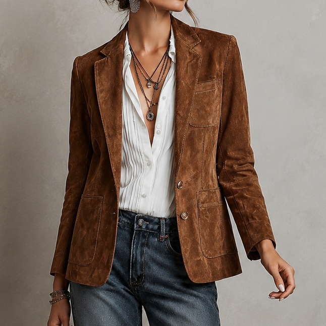 Classic Suede Button-Up Coat