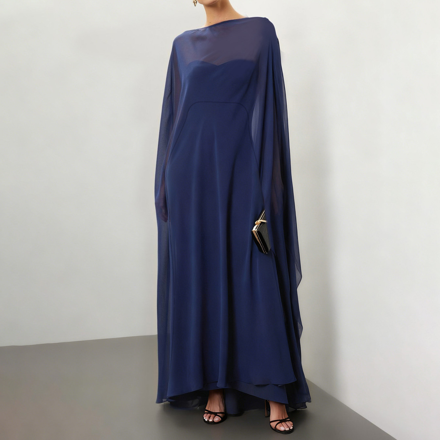 Elegant Bridal Ball Thin Sexy Sheer Chiffon Sleeveless Shawl With Flowing Ribbons Long Cover-up Cape
