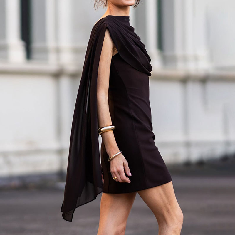 Solid Color Ribbon Sexy Slim Backless Short Dress