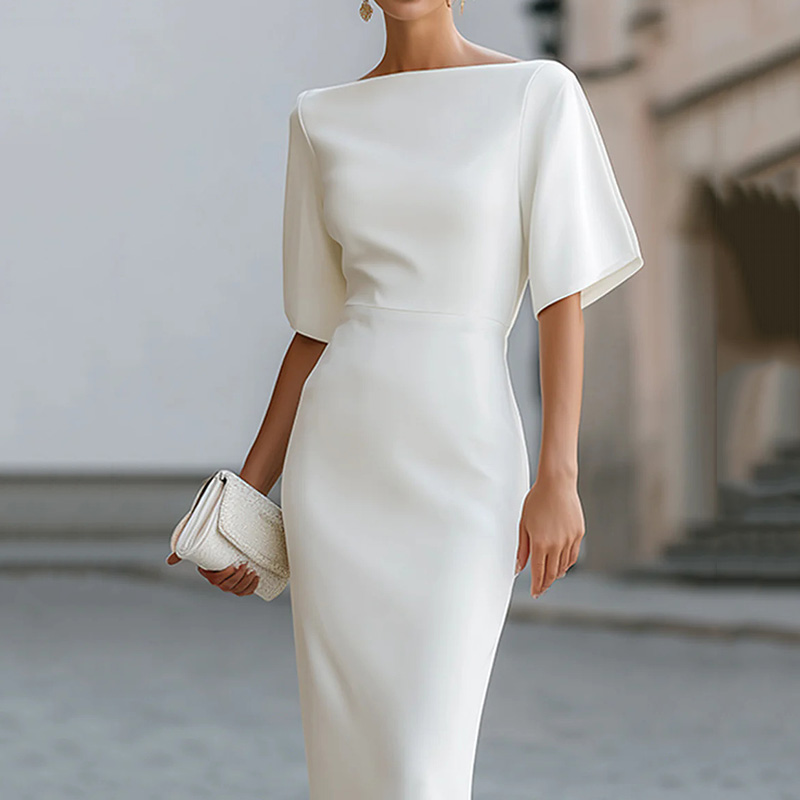 Elegant Waist Slimming Midi Dress