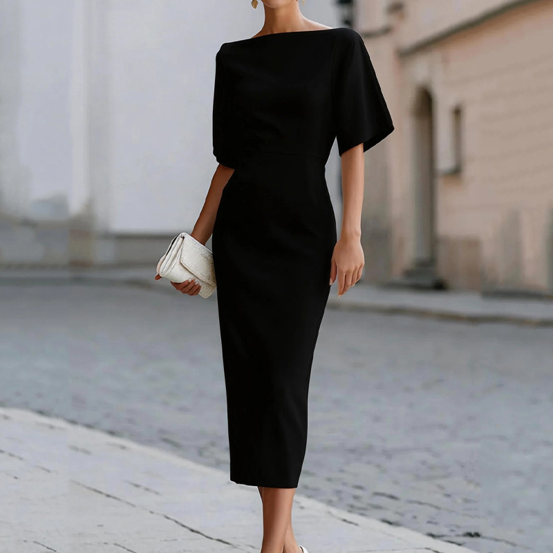 Elegant Waist Slimming Midi Dress