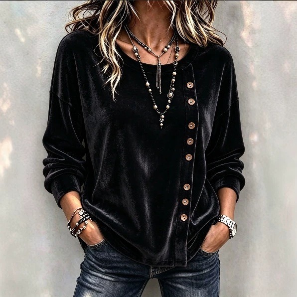 Women's Fall Winter Cozy Elegant Velvet Top