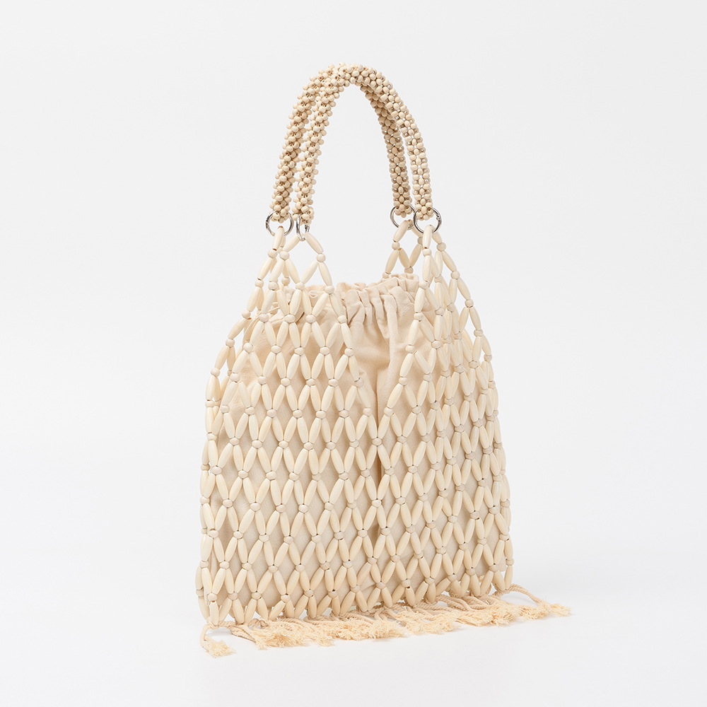 Vacation Tassel Hand-woven Beaded Wooden Bead Handbag