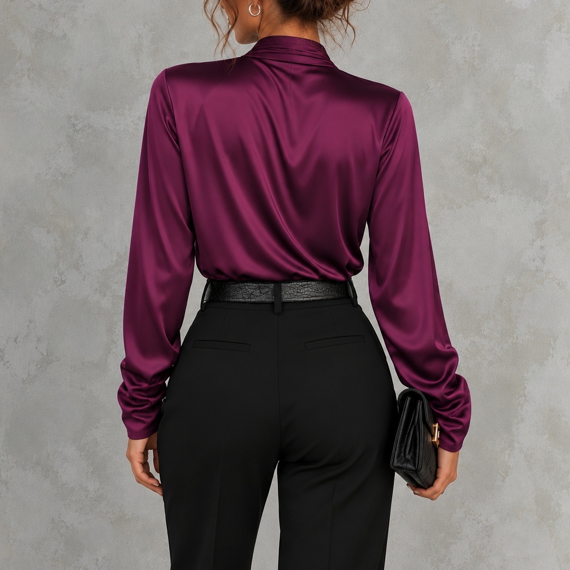 Elegant Satin V-neck Shirt