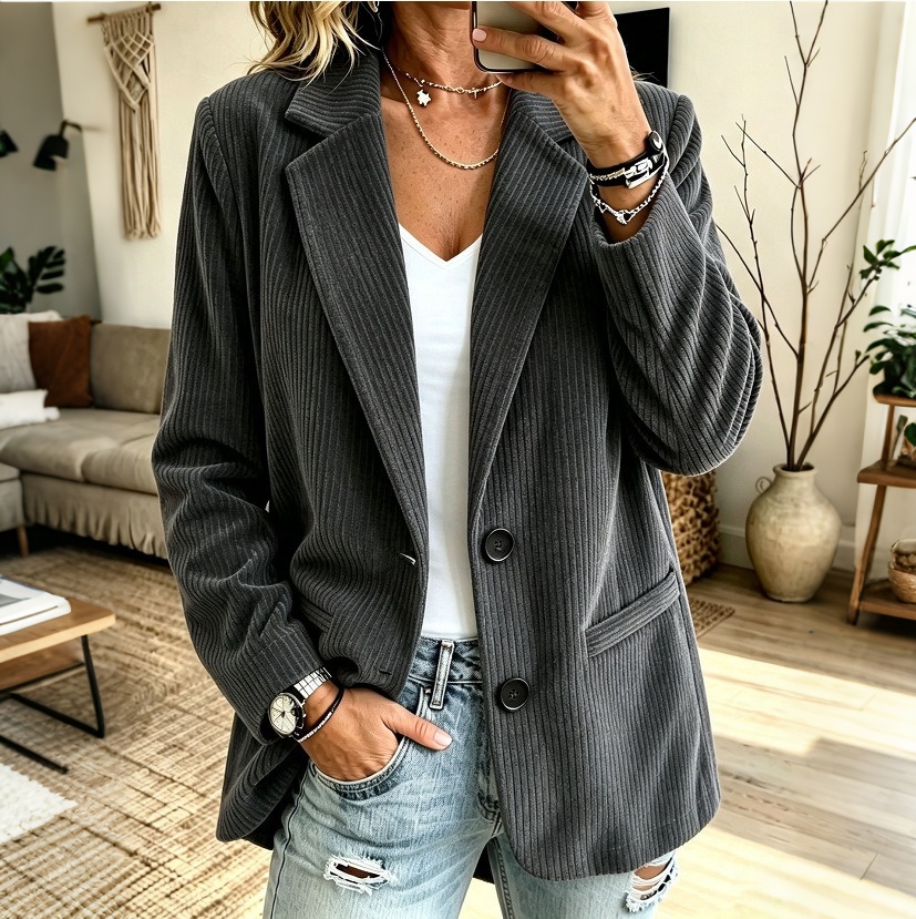 Women's Fall Winter Cozy Corduroy Jacket