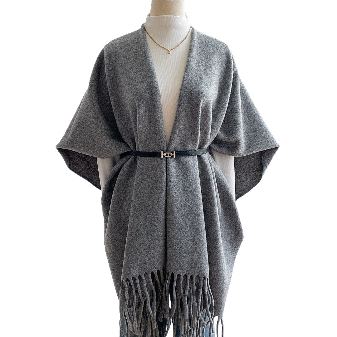 Solid Color Tassel Shawl