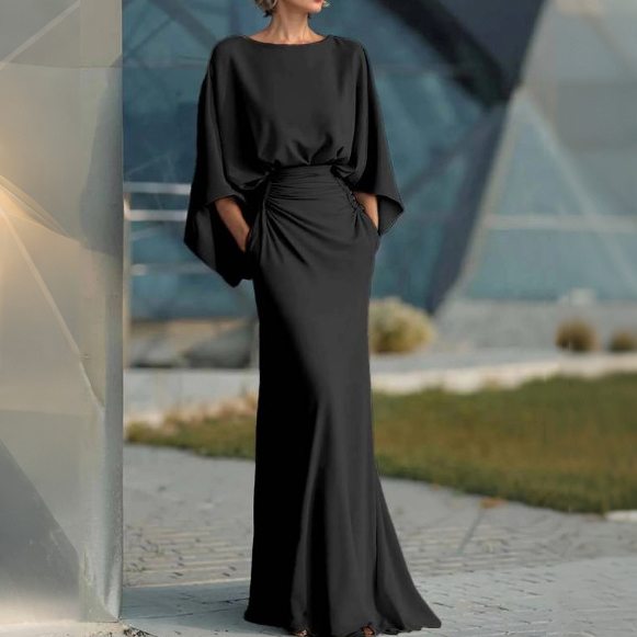 Elegant Backless Pleated Slim Fit Dress