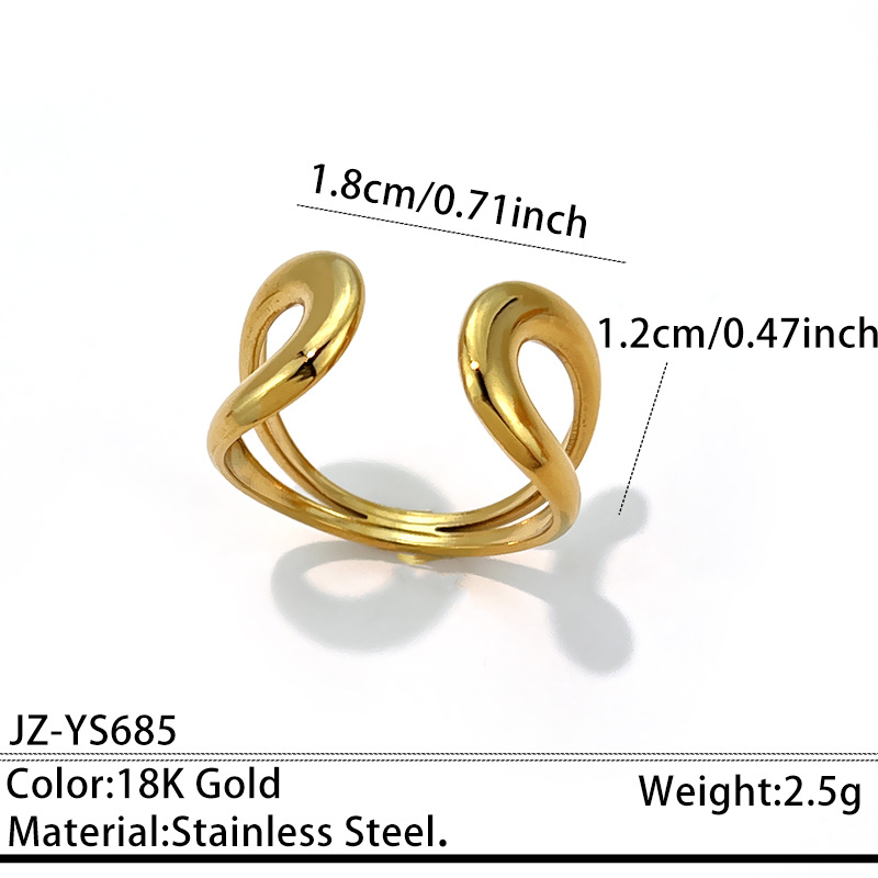 Elegant Stainless Steel Gold-plated Open Ring