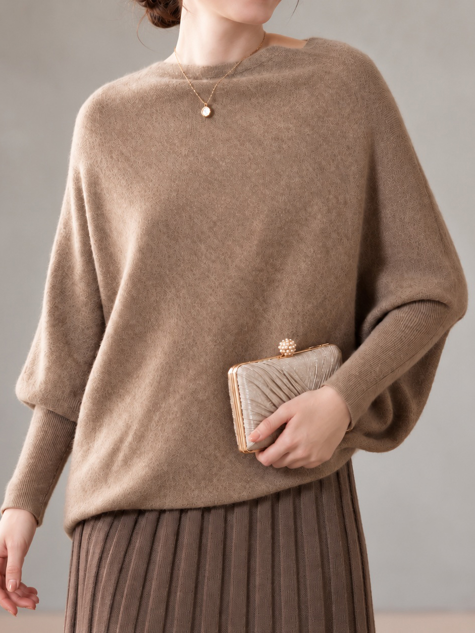 Asymmetric Hem Long-sleeved Cashmere Sweater