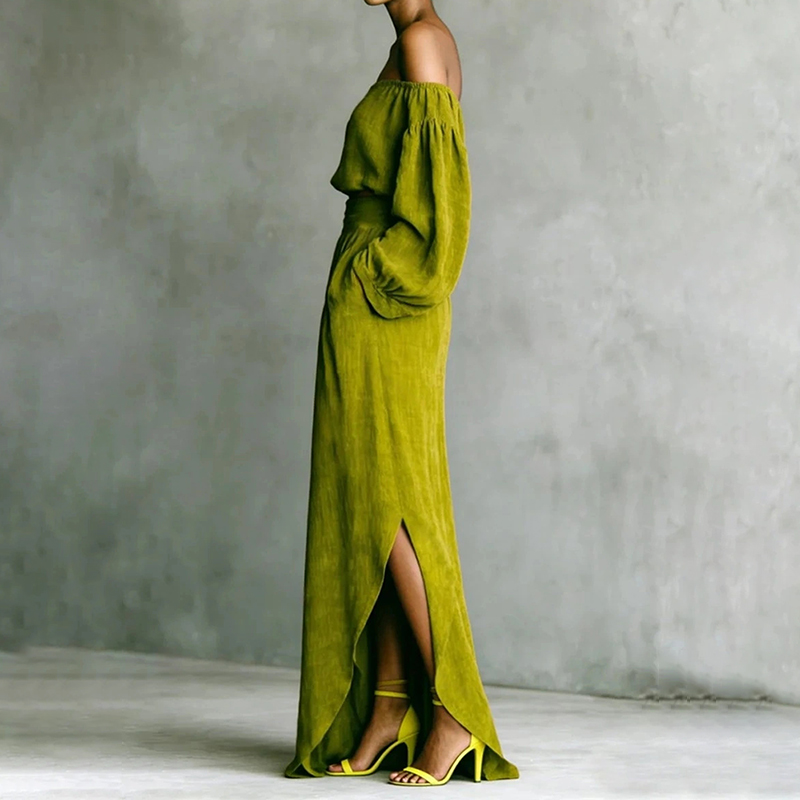 Casual Off-shoulder Top And Irregular Skirt Two-piece Set