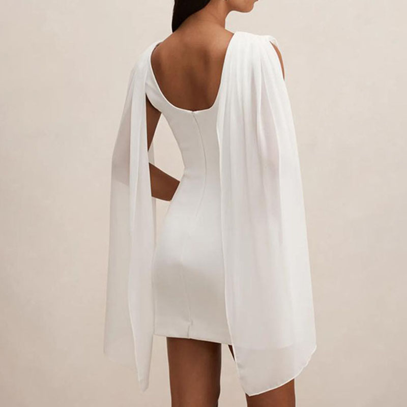 Solid Color Ribbon Sexy Slim Backless Short Dress