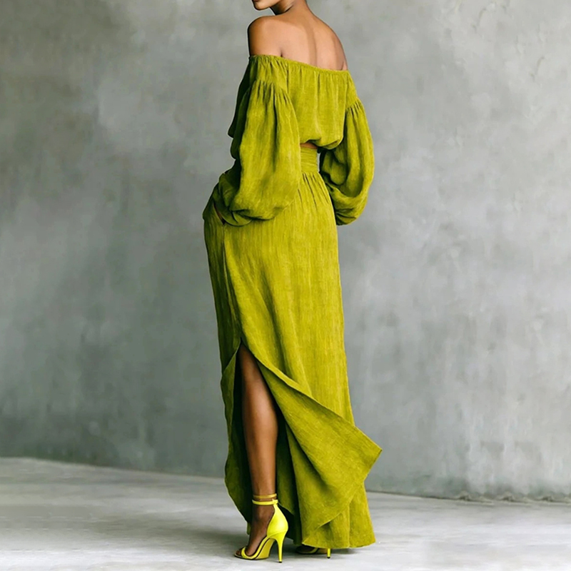 Casual Off-shoulder Top And Irregular Skirt Two-piece Set