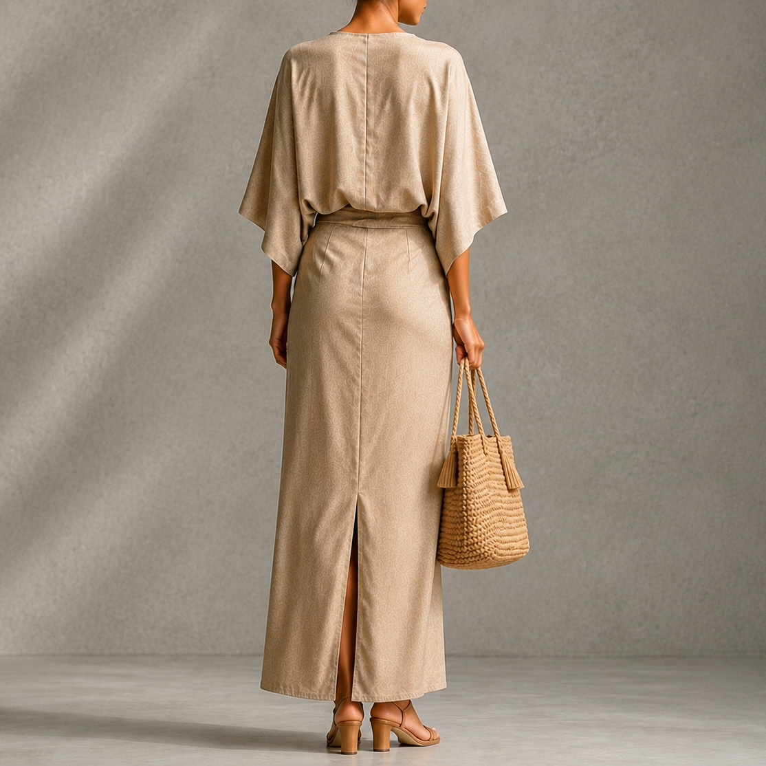 Elegance Two-piece Set: Rund Neck Long-sleeved Loose Top + High-waisted Skirt