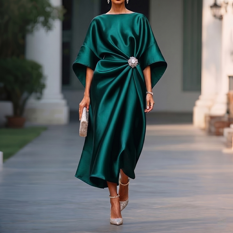 Elegant Solid Color Midi Dress