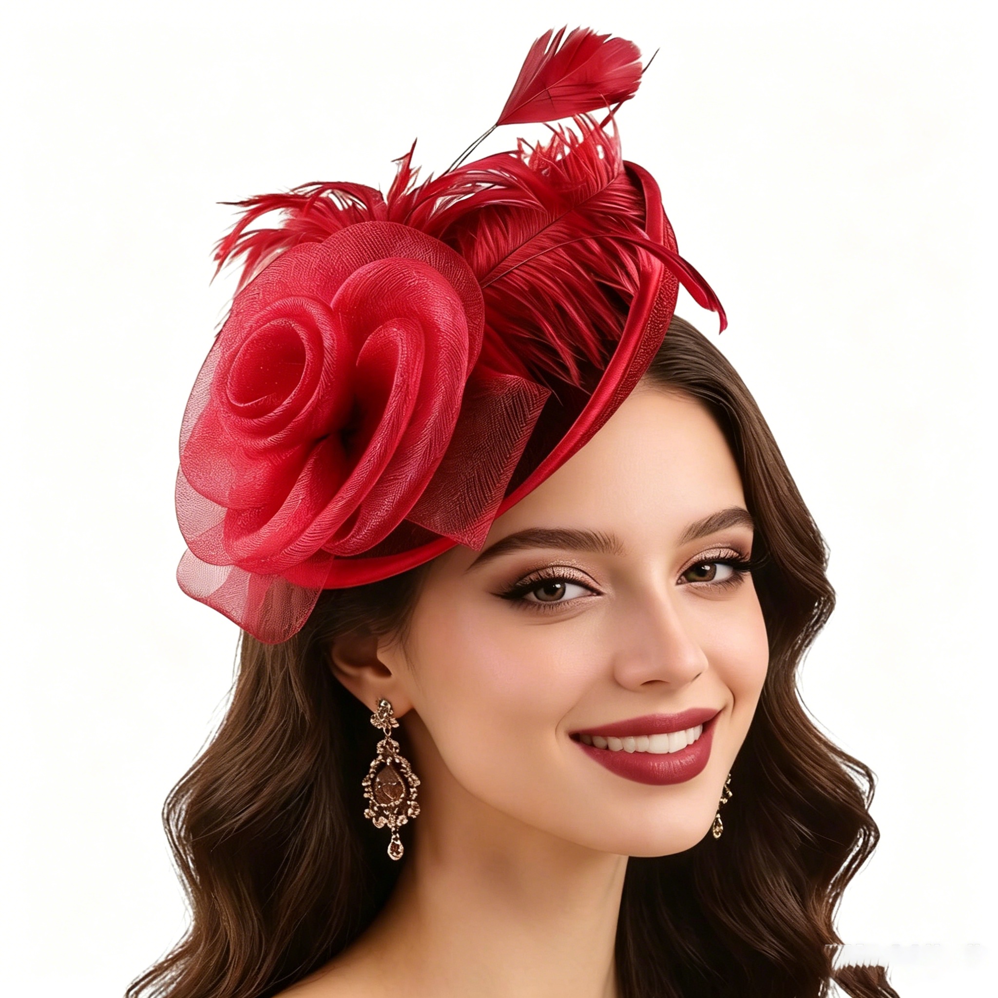French Retro Mesh Floral Woolen Hatm