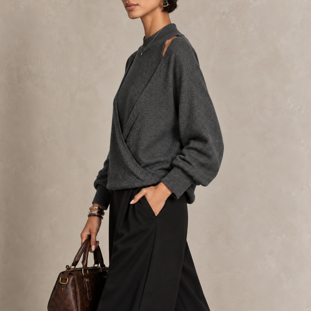 Elegance Mock-neck Long-sleeve Knit Top
