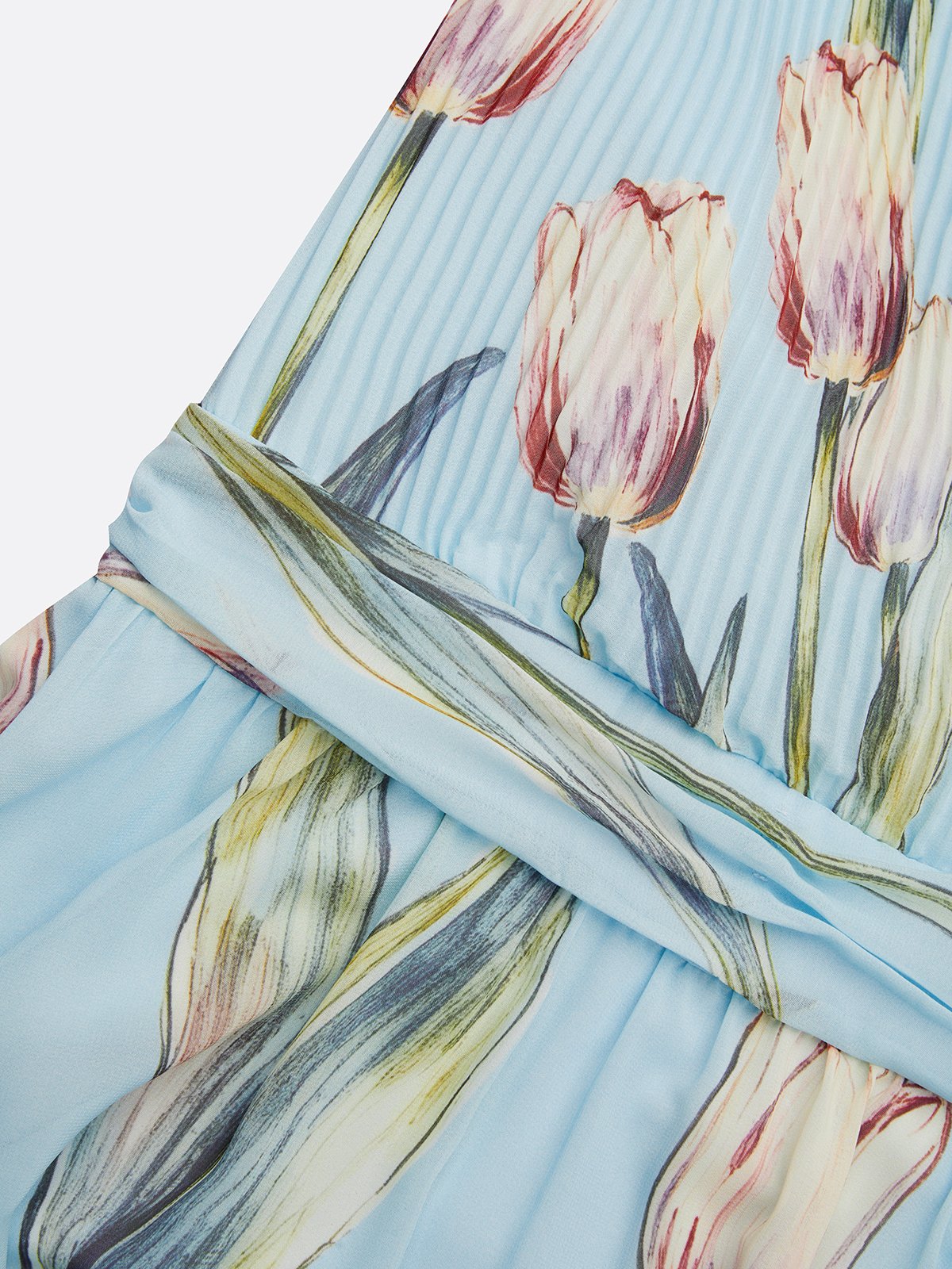 Tulip Print Sleeveless V-neck Maxi Dress