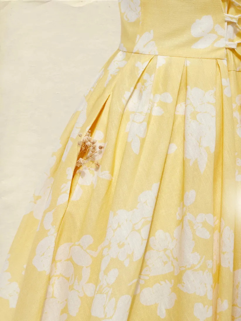 French Elegant Sleeveless Floral A-line Dress