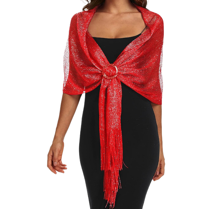 Sparkly Buckled Tassel Shawls