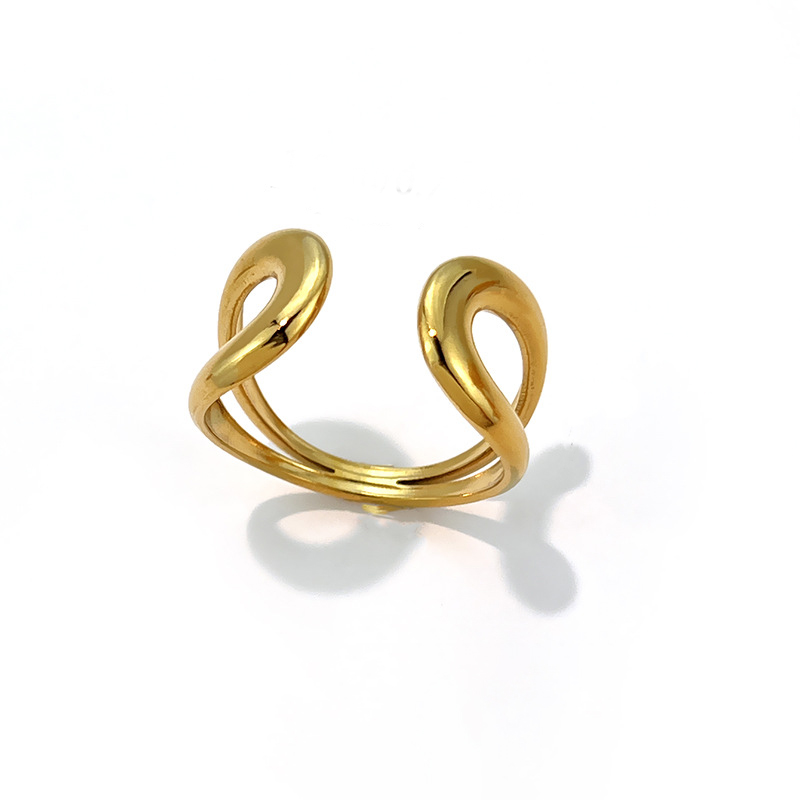Elegant Stainless Steel Gold-plated Open Ring