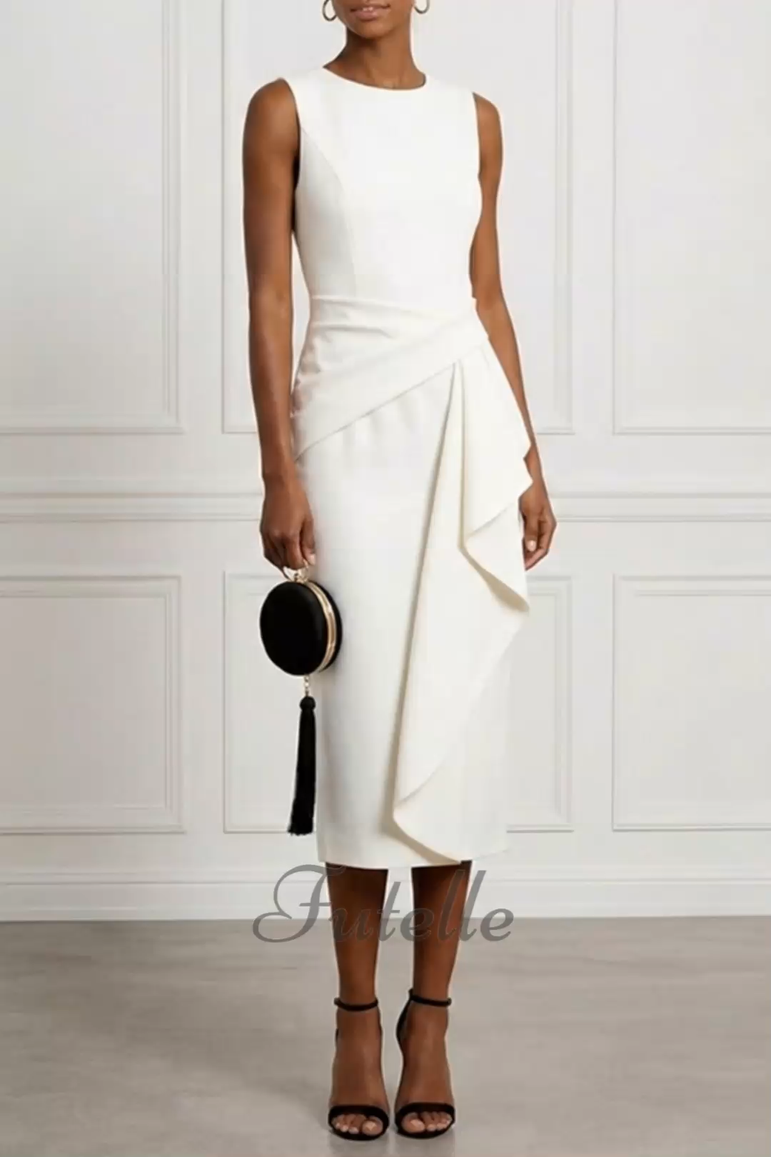 Elegant Solid Color Asymmetrical Midi Dress