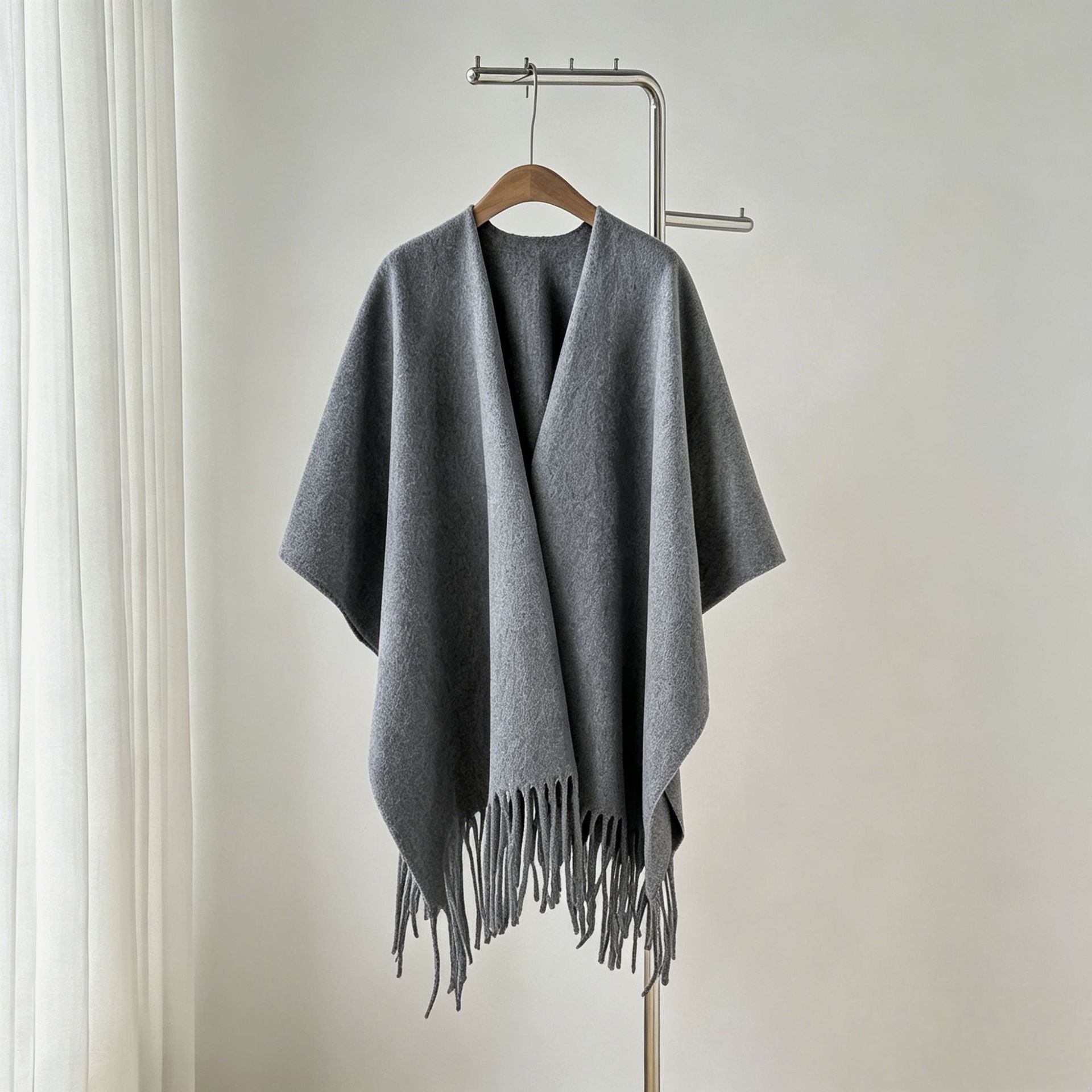 Solid Color Tassel Shawl