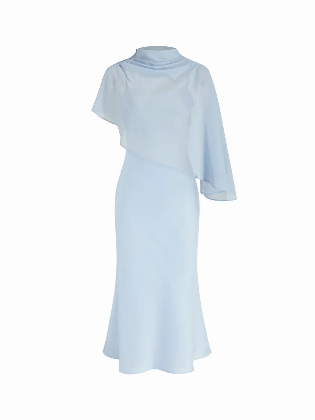 Elegant  Cape-style Chiffon Shawl Midi Dress