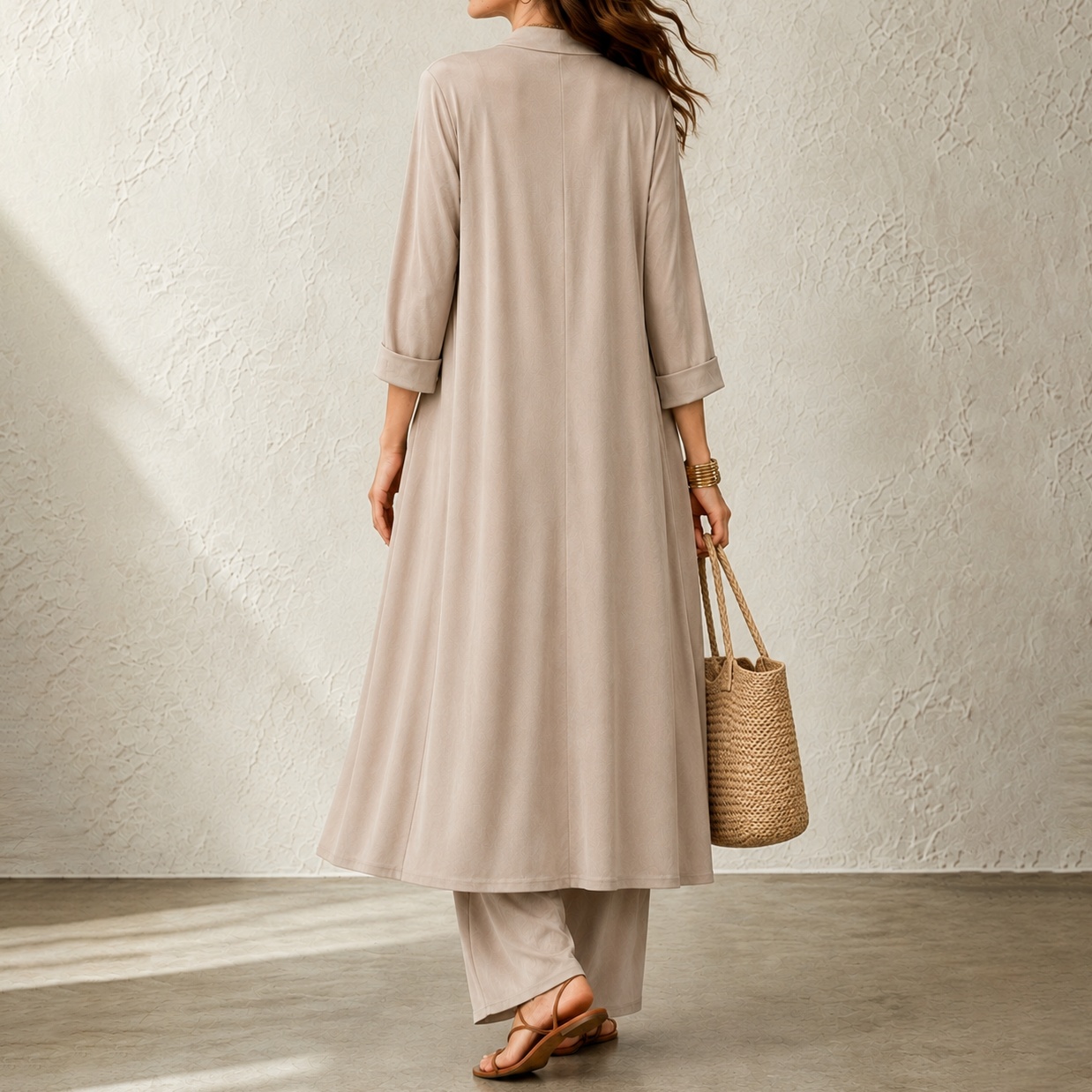 Elegant Three-piece Set: Three-quarter Sleeve Cardigan + Long-sleeved Top + Trousers