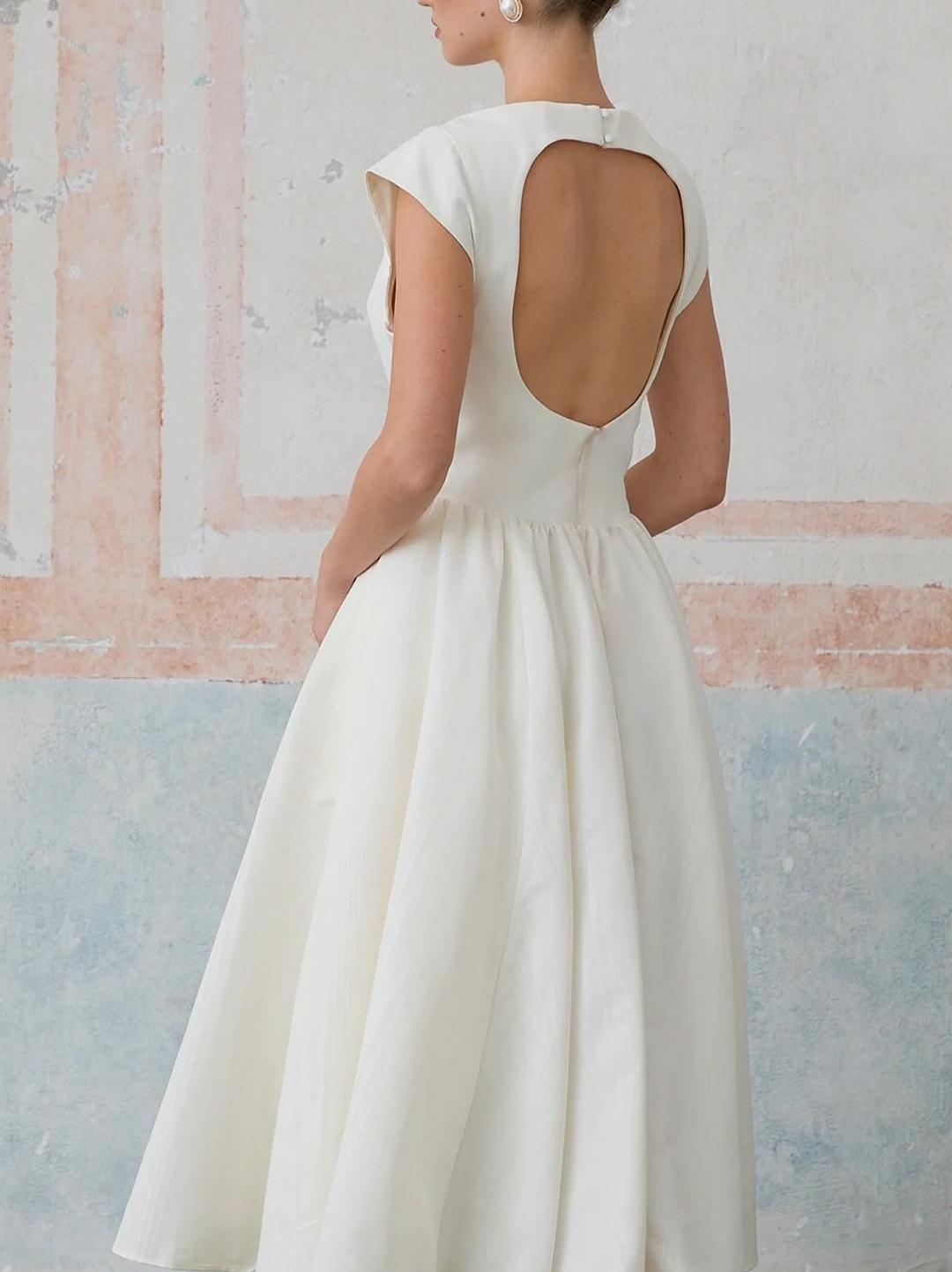 Classy Wide Skirted Backless Maxi Dress