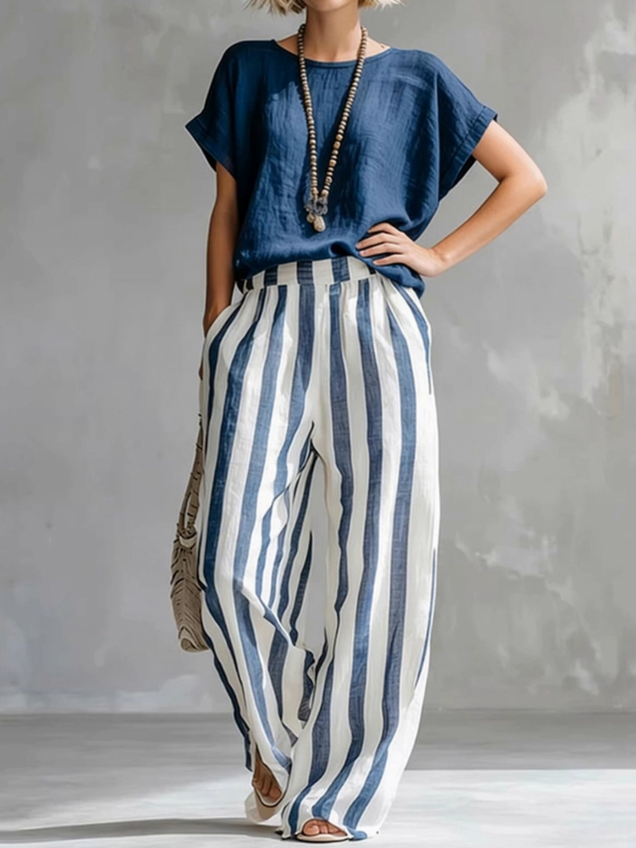 Classic Striped Linen Two-piece Set