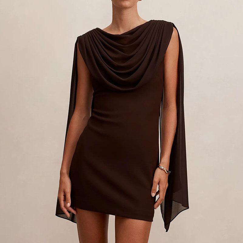 Solid Color Ribbon Sexy Slim Backless Short Dress