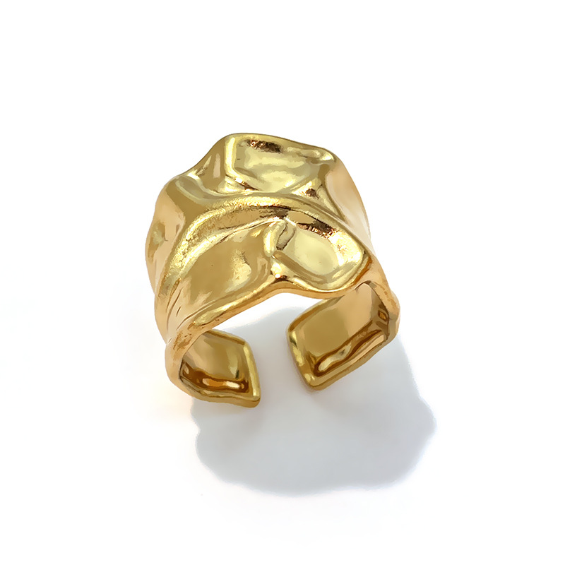 Elegant Stainless Steel Gold-plated Open Ring
